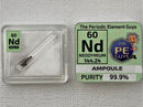 Neodymium Metal in Glass ampoule under argon, Clean and Shiny  99.9% in a Periodic Element Tile - The Periodic Element Guys