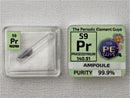 Praseodymium Metal in Glass ampoule under argon, Clean and Shiny  99.9% in a Periodic Element Tile - The Periodic Element Guys