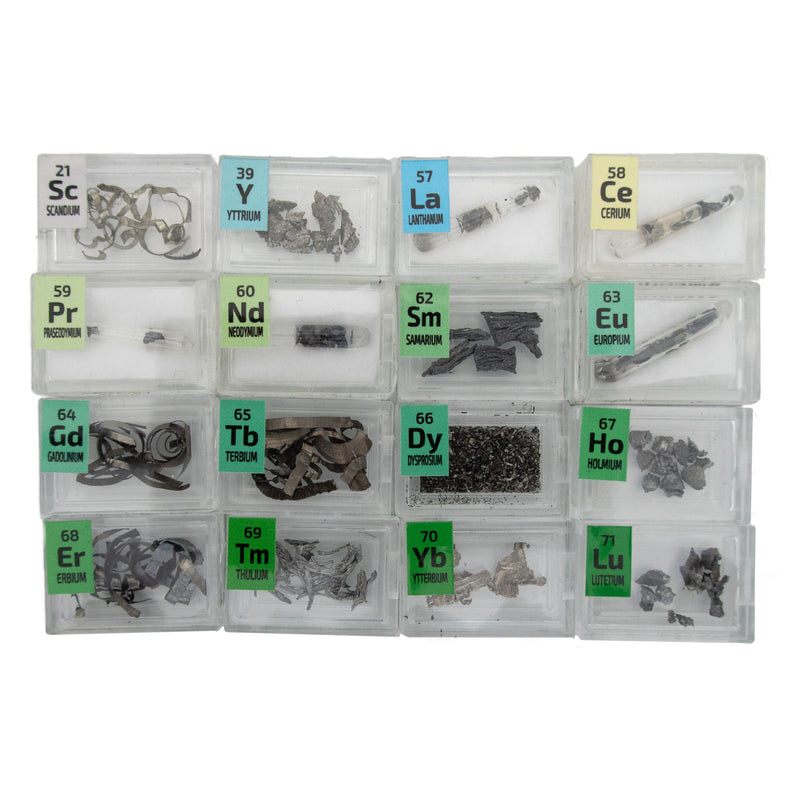 rare earth chemical element card game RARE EARTH Metal Set of 16 Different Elements Samples in Mini Periodic Element Tiles