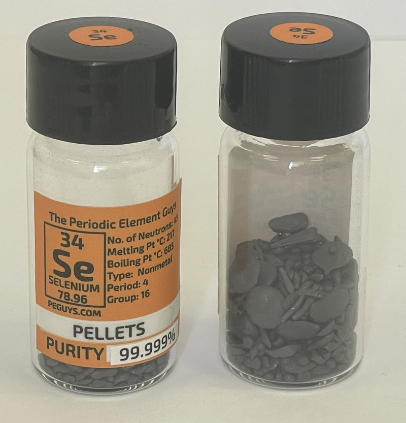 Selenium Pellets 99.999% 10 Grams in our fully labeled Glass Vial/Bottle