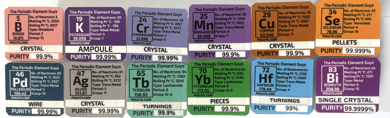 Boron Manganese Silver Hafnium Palladium Bismuth + In Periodic Element Tiles