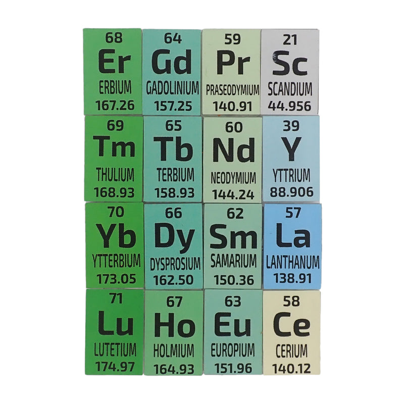 Metal Element Set RARE EARTH Metal Set of 16 Different Elements Samples in Mini Periodic ...