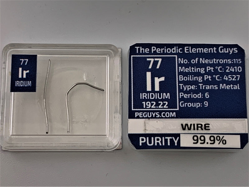 Palladium/ Iridium/ Platinum/ Gold Metal Wire 99.9% 0.20 Grams in a Periodic Element Tile WIRED ELEMENTS Edition - The Periodic Element Guys